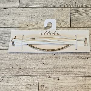 Ettika White Vegan Suede Wrap Necklace Multi-Strand Gold-Tone Festival Boho